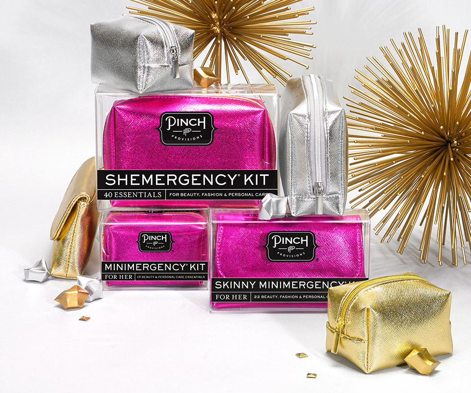 Pinch Provisions Shemergency Kit for Her, 40 Emergency Essential Items,  Compact, Multi-Functional Pouch, Gift for Women, Birthday, Bachelorette